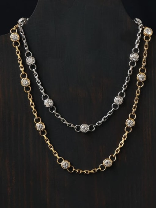 ACCA Brass Cubic Zirconia Locket Vintage Long Strand Necklace 0