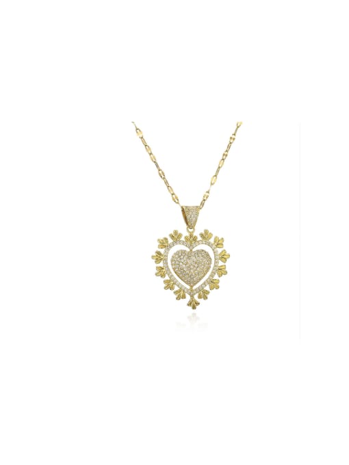 AOG Brass Cubic Zirconia Heart Dainty Necklace 0