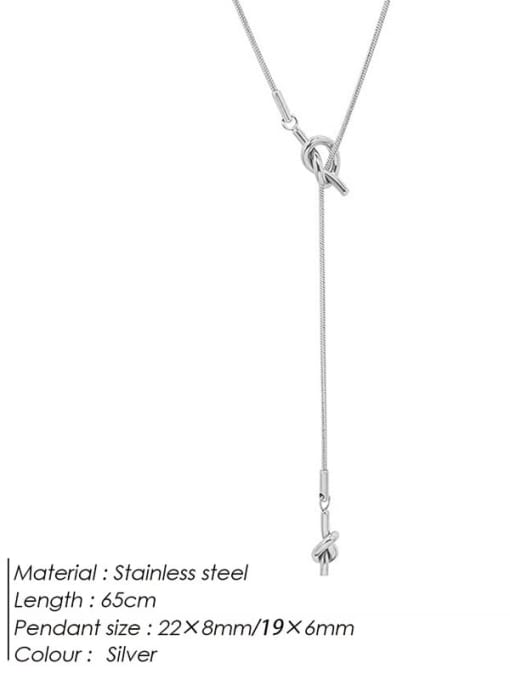 Steel color Stainless steel Tassel Minimalist Lariat Necklace
