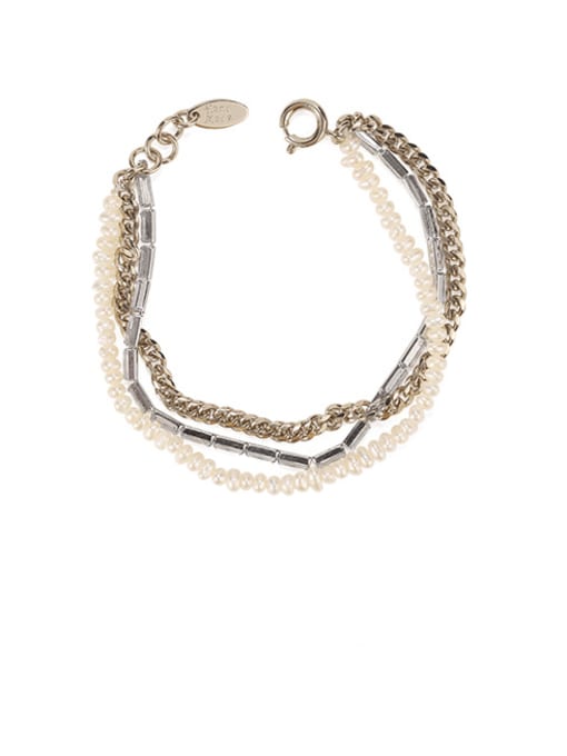 Three layer Bracelet (coffee gold) Brass Cubic Zirconia Geometric Vintage Strand Bracelet