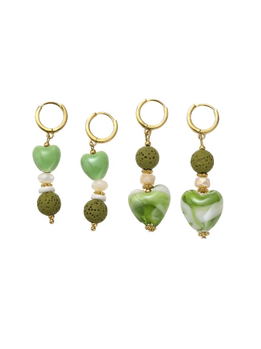 Five Color Brass Enamel Heart Bohemia Huggie Earring 0
