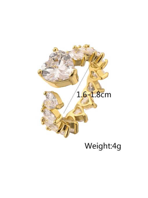 AOG Brass Cubic Zirconia Heart Hip Hop Band Ring 2