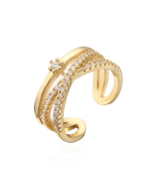 11575 Brass Cubic Zirconia Irregular Vintage Stackable Ring