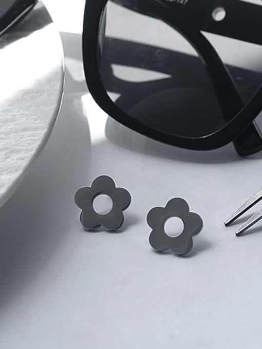 TINGS Titanium Steel Flower Minimalist Stud Earring 2