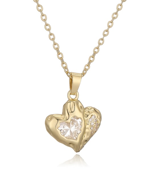 AOG Brass Cubic Zirconia Heart Minimalist Necklace 0