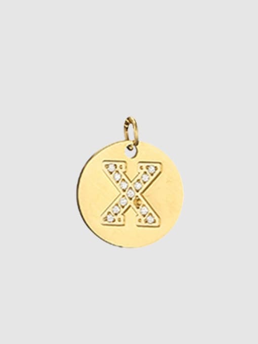 X 14 K gold Titanium 26 Letter Minimalist round pendant Necklace
