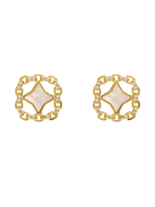 HYACINTH Brass Shell Geometric Bohemia Stud Trend Korean Fashion Earring 0