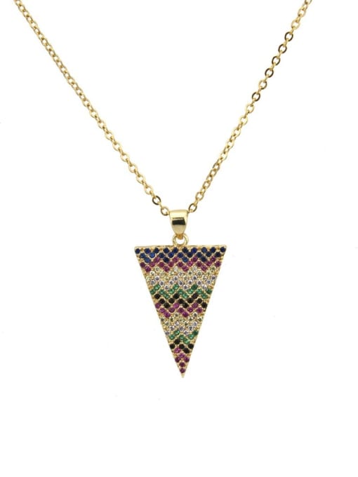 Gold plated color zirconium Brass Cubic Zirconia Multi Color Triangle Dainty Necklace