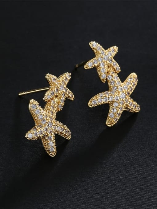 AOG Brass Cubic Zirconia  Sea Star Vintage Cluster Earring 1