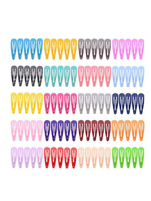 Color  1 pack/100PCS Alloy Multi Color Enamel Cute Water Drop  Hair Barrette