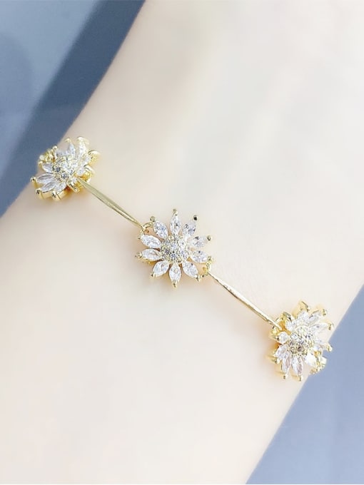 YOUH Brass Cubic Zirconia Flower Dainty Bracelet 1