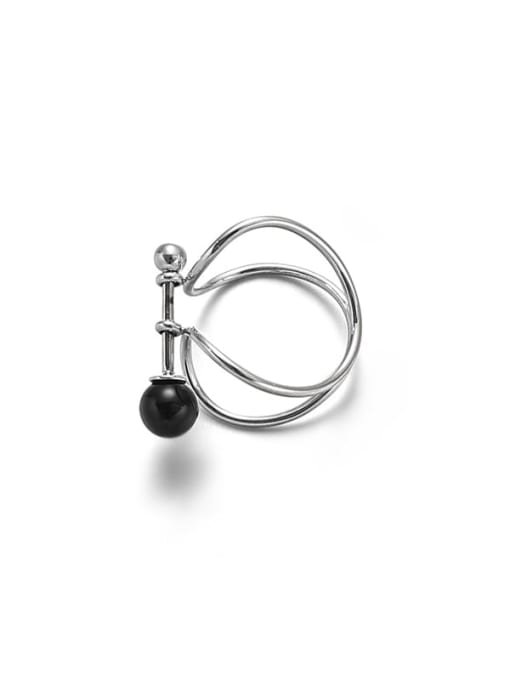TINGS Brass Imitation Pearl Geometric Minimalist Stackable Ring 0