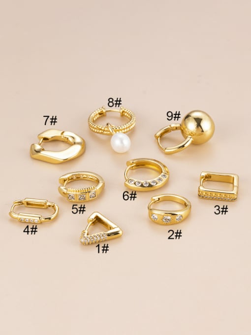 873 gold Brass Cubic Zirconia Geometric Minimalist Single Earring(Only-One)