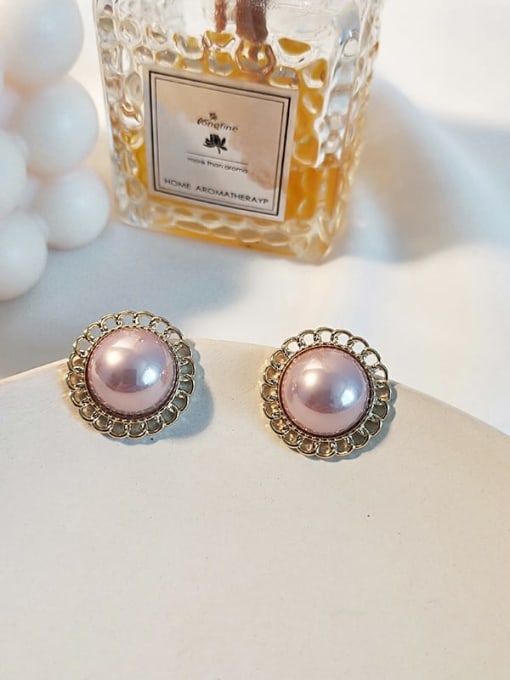 HYACINTH Copper Imitation Pearl Flower Ethnic Stud Trend Korean Fashion Earring 4