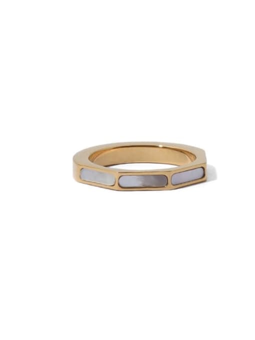 White shell ring Brass Shell Geometric Minimalist Band Ring