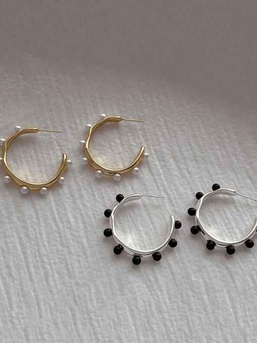 ZRUI Brass Bead Geometric Minimalist Earring