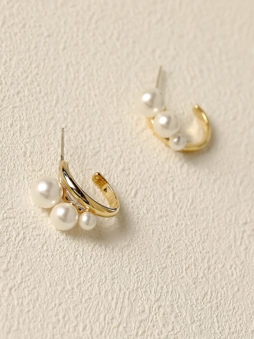 HYACINTH Brass Imitation Pearl Geometric Minimalist Stud Trend Korean Fashion Earring 2