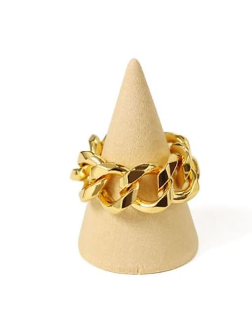 ACCA Brass Hollow Geometric Chain Vintage Band Ring 0