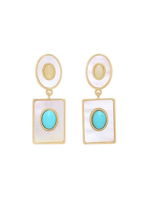 Earrings :1.4cm*4.0cm Brass Shell Trend Oval Earring and Necklace Set