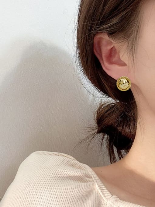 HYACINTH Copper smooth Round Minimalist Stud Trend Korean Fashion Earring 1