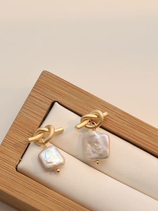 HYACINTH Copper Alien Imitation Pearl Geometric Tie Minimalist Drop Trend Korean Fashion Earring 0