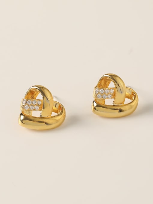 18 k gold Brass Cubic Zirconia Heart Minimalist Stud Trend Korean Fashion Earring