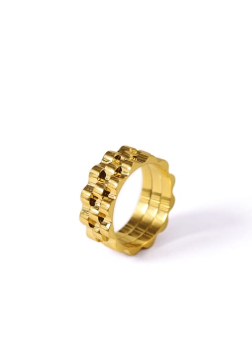golden Titanium smooth Geometric Vintage Band Ring