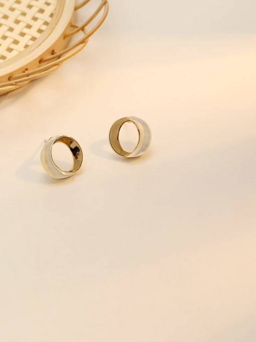 HYACINTH Copper Shell Round Minimalist Stud Trend Korean Fashion Earring 3