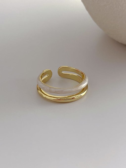 Double layer oil dripping ring Brass Enamel Geometric Minimalist Stackable Ring