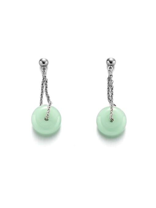 Jade earrings Brass Tassel Minimalist Drop Earring