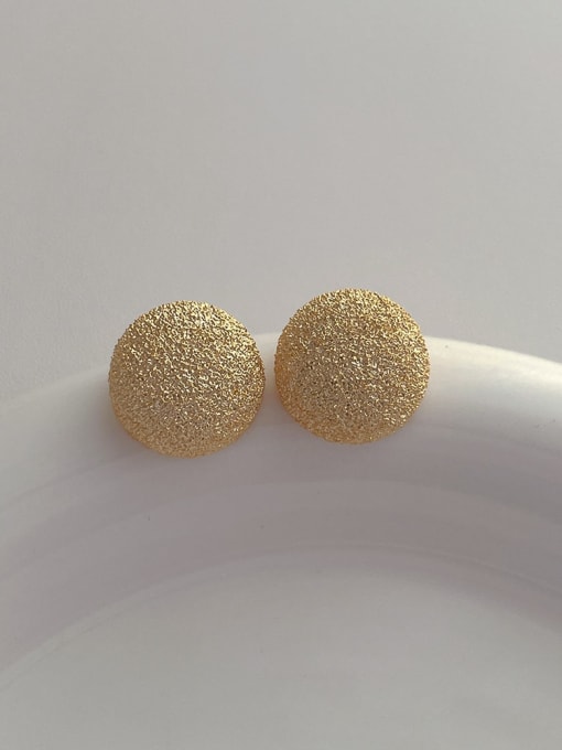 Gold round earrings Brass Geometric Minimalist Stud Earring