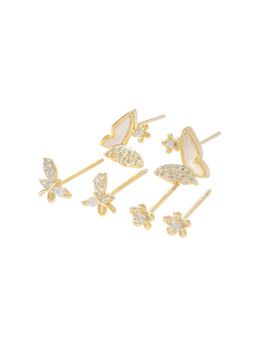 YOUH Brass Cubic Zirconia Butterfly Dainty Stud Earring 0