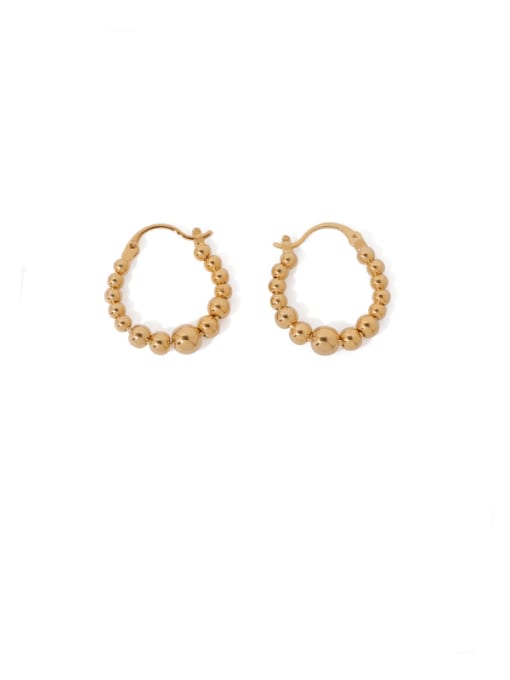 golden Brass Bead Geometric Vintage Huggie Earring