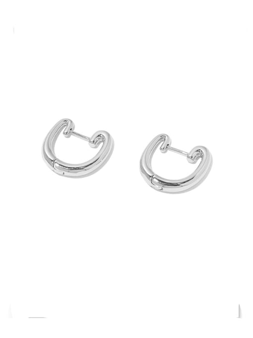 Platinum Brass Geometric Minimalist Huggie Earring