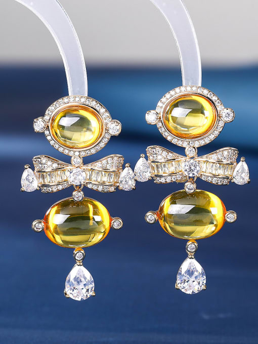 18 Brass Cubic Zirconia Multi Color Heart Luxury Cluster Earring