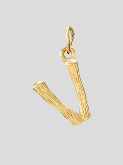 V 14K Gold Titanium Steel Letter Minimalist Necklace