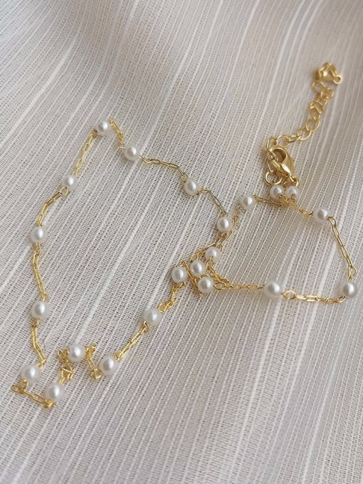 HYACINTH Copper Alloy Imitation Pearl White Geometric Trend Trend Korean Fashion Necklace 1