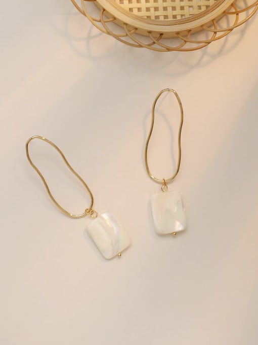 14k gold Copper Freshwater Pearl Geometric Minimalist Drop Trend Korean Fashion Earring