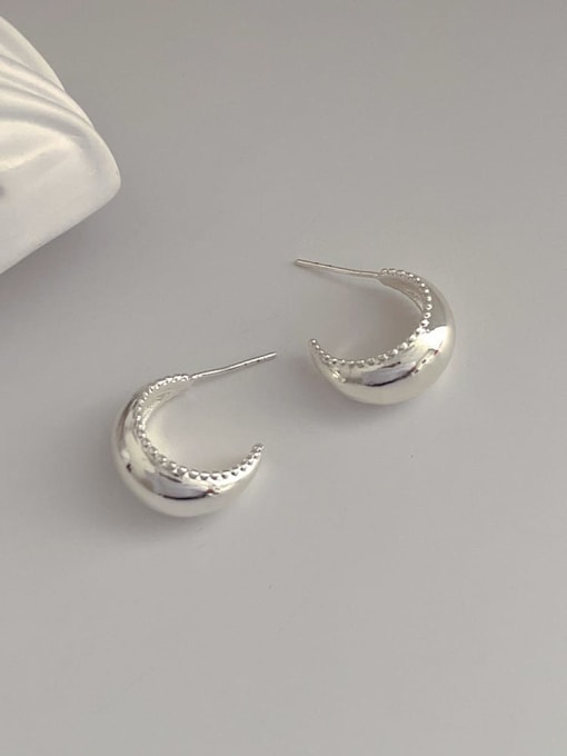 white gold  C shape Brass Geometric Minimalist Stud Earring