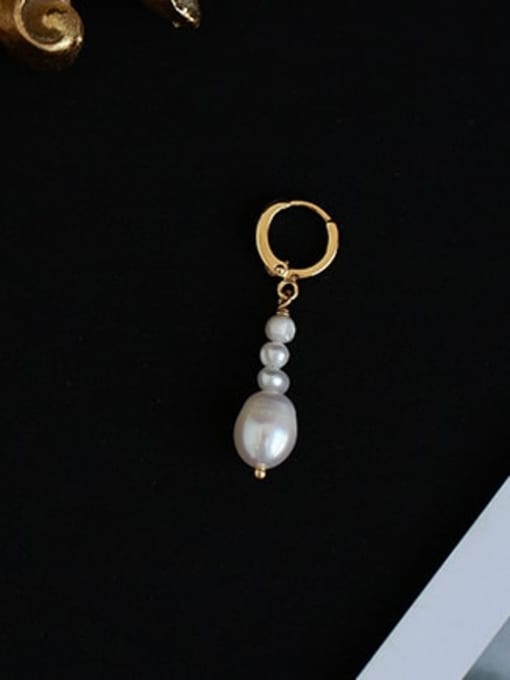 Five Color Brass Imitation Pearl Geometric Minimalist Single Earring 3