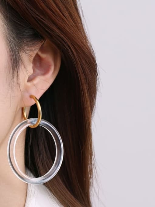 Large circle Brass Acrylic Geometric Minimalist Drop Earring