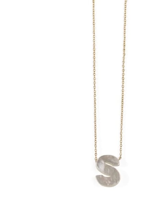 S Brass Acrylic Letter Minimalist Pendant Necklace