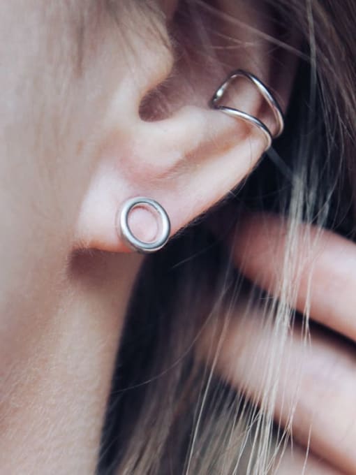 Desoto Stainless steel Round Minimalist Stud Earring 1
