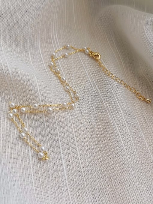 Golden Copper Alloy Imitation Pearl White Geometric Trend Trend Korean Fashion Necklace