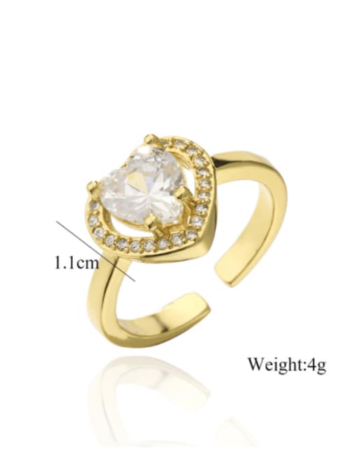 AOG Brass Cubic Zirconia Heart Vintage Band Ring 2