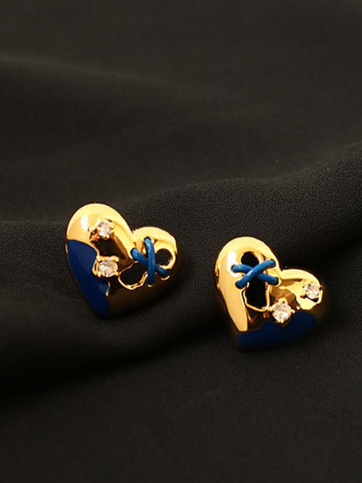 ACCA Brass Enamel Heart Vintage Earring 0