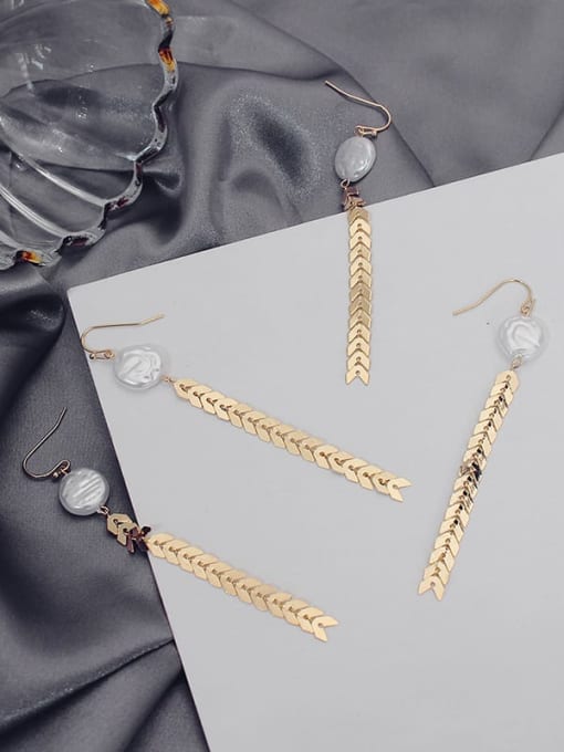 HYACINTH Copper Imitation Pearl Tassel Minimalist Threader Trend Korean Fashion Earring 1
