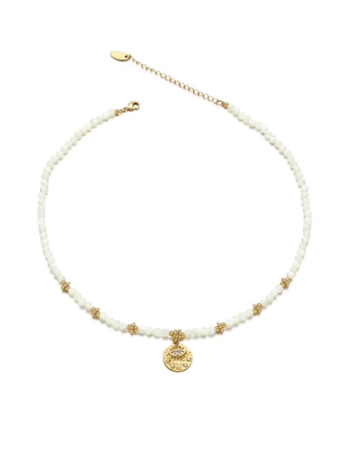 golden Brass Imitation Pearl Geometric Minimalist Necklace