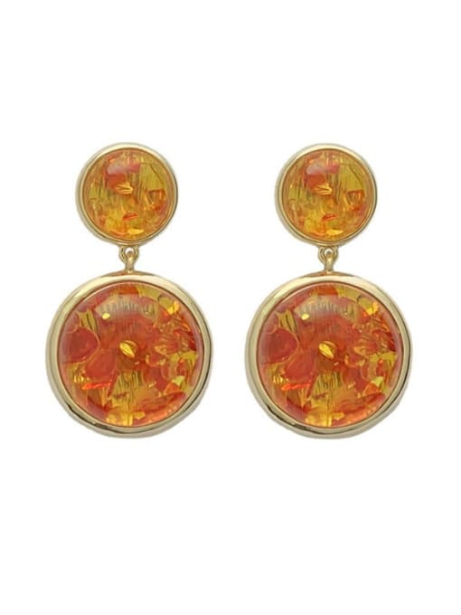Orange Brass Resin Geometric Vintage Drop Earring