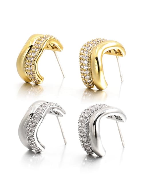 ACCA Brass Imitation Pearl Flower Minimalist Stud Earring 0